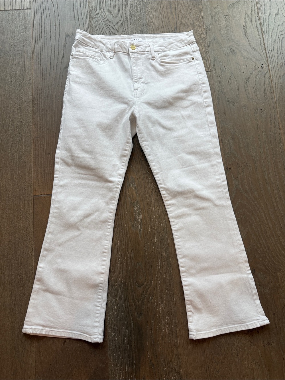 Frame Denim White Flared Wide-Leg Jeans